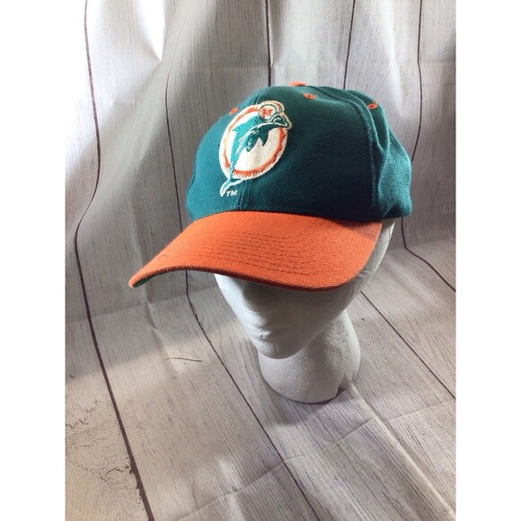 Vintage Miami Dolphins Two Tone Snapback Orange and Teal 1970s Logo Hat NFL - Picture 1 of 13